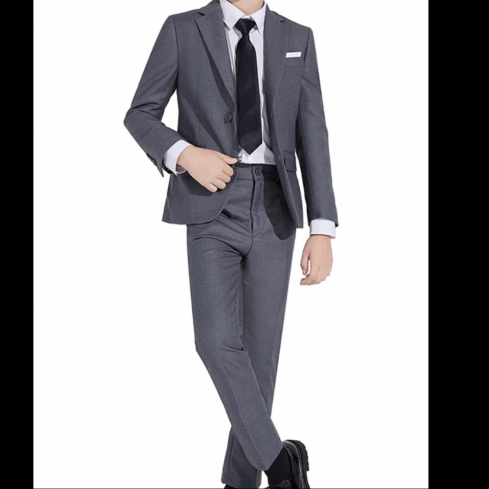 NWT Plavict Boys' Suits Slim Fit 5 Piece, Adjustable Waist, Boys Formal Set